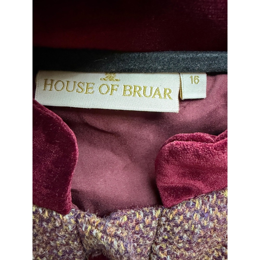 NWOT House of Bruar Ladies Velvet Wool Button Tweed Dress Midi Brown Size 16 - Picture 5 of 13